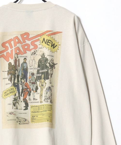 STAR WARS(スターウォーズ)の「Disney/ディズニー スターウォーズ オーバーサイズ ピグメント風 ヴィンテージ加工 ロゴ ワンポイント 袖/フロント/バックプリント 長袖Tシャツ/ロンT/レディース メンズ(Tシャツ/カットソー・レディース・ホワイト系その他/ブラック系その他/ブラック系その他2/ホワイト系その他2・M/L/LL)」の6枚目の写真