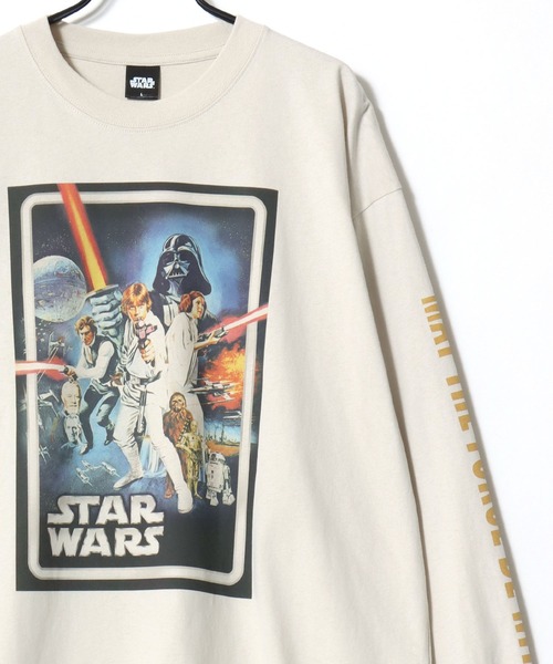 STAR WARS(スターウォーズ)の「Disney/ディズニー スターウォーズ オーバーサイズ ピグメント風 ヴィンテージ加工 ロゴ ワンポイント 袖/フロント/バックプリント 長袖Tシャツ/ロンT/レディース メンズ(Tシャツ/カットソー・レディース・ホワイト系その他/ブラック系その他/ブラック系その他2/ホワイト系その他2・M/L/LL)」の7枚目の写真