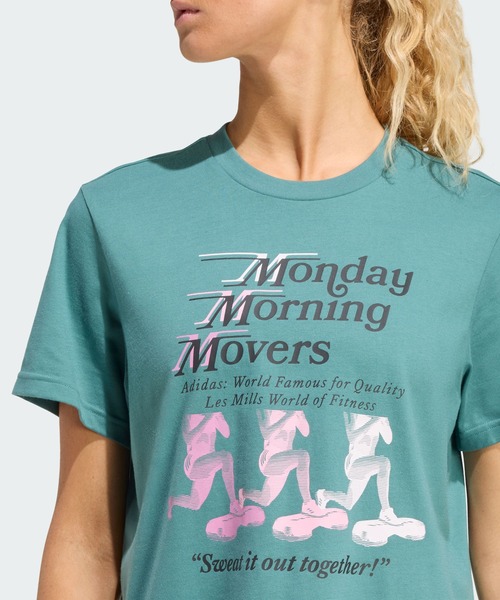 adidas(アディダス)の「Les Mills ムーバーズ グラフィック Tシャツ / アディダス adidas(Tシャツ/カットソー・レディース・グリーン・X-LARGE/X-SMALL/MEDIUM/SMALL/3XL/LARGE/XX-LARGE)」の3枚目の写真