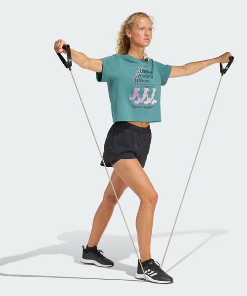 adidas(アディダス)の「Les Mills ムーバーズ グラフィック Tシャツ / アディダス adidas(Tシャツ/カットソー・レディース・グリーン・X-LARGE/X-SMALL/MEDIUM/SMALL/3XL/LARGE/XX-LARGE)」の5枚目の写真