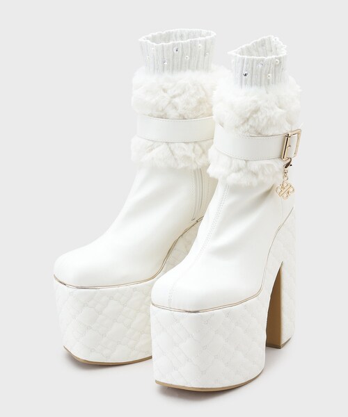 ESPERANZA(エスペランサ)の「【ROYAL PARTYコラボ】ガチ盛りショートブーツ(ブーツ・レディース・オフホワイト/ブラック・S/M/LL/L)」の7枚目の写真