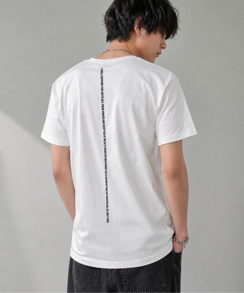 UP START(アップスタート)の「【Bls】 【ZM】【Bling Leads】バッグプリント クルーネックTEE(BL)(Tシャツ/カットソー・メンズ・ホワイト/ブラック・LARGE)」の1枚目の写真