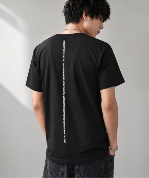 UP START(アップスタート)の「【Bls】 【ZM】【Bling Leads】バッグプリント クルーネックTEE(BL)(Tシャツ/カットソー・メンズ・ホワイト/ブラック・LARGE)」の2枚目の写真