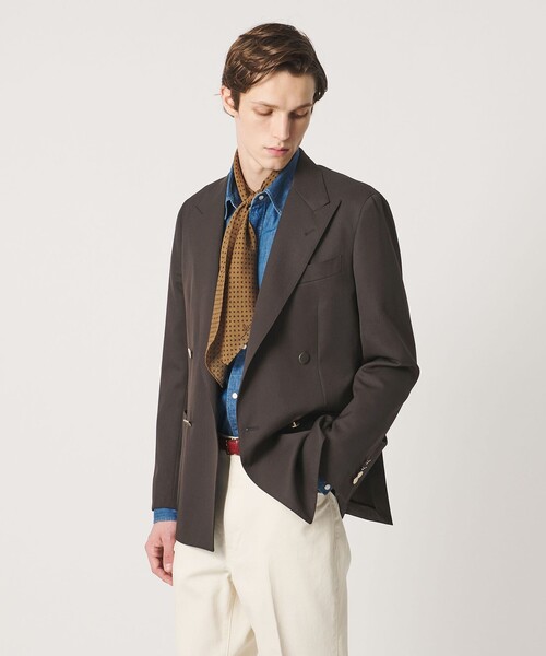 UNITED ARROWS(ユナイテッドアローズ)の「ギャバジン ダブル 4ボタン ブレザー SーMODEL(テーラードジャケット・メンズ・ダークブラウン/ブラック・50/46/48)」の6枚目の写真