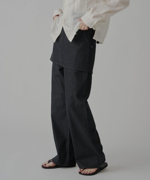 WHIMSIC（ウィムジック）の「【UNISEX/2サイズ展開】ストライプデニムスラッカーパンツ（デニムパンツ・メンズ・インディゴブルー/ブラック・2/1）」の17枚目の写真