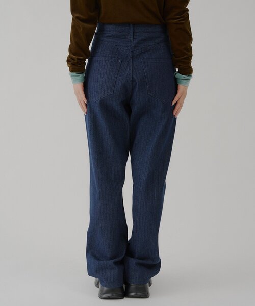 WHIMSIC（ウィムジック）の「【UNISEX/2サイズ展開】ストライプデニムスラッカーパンツ（デニムパンツ・メンズ・インディゴブルー/ブラック・2/1）」の8枚目の写真