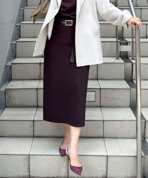 NOLLEY’S Sophi(ノーリーズソフィ)の「【BECシリーズ】《セットアップ対応》ウォッシャブルライトダンボールジョーゼット2WAYタイトスカート(スカート・レディース・カーキ/ブラック/ダークブラウン・34/36/38/40)」の3枚目の写真