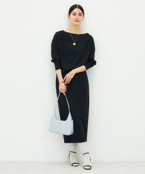 NOLLEY’S Sophi(ノーリーズソフィ)の「【BECシリーズ】《セットアップ対応》ウォッシャブルライトダンボールジョーゼット2WAYタイトスカート(スカート・レディース・カーキ/ブラック/ダークブラウン・34/36/38/40)」の4枚目の写真