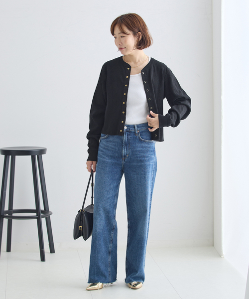 journal standard L'essage(ジャーナルスタンダードレサージュ)の「サーマルクルーネックロングTシャツ(Tシャツ/カットソー・レディース・ブラック/アイボリー・FREE)」の3枚目の写真