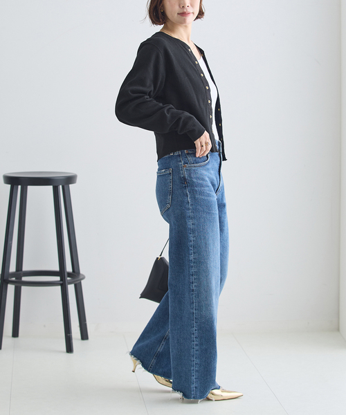 journal standard L'essage(ジャーナルスタンダードレサージュ)の「サーマルクルーネックロングTシャツ(Tシャツ/カットソー・レディース・ブラック/アイボリー・FREE)」の8枚目の写真