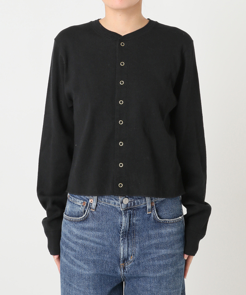 journal standard L'essage(ジャーナルスタンダードレサージュ)の「サーマルクルーネックロングTシャツ(Tシャツ/カットソー・レディース・ブラック/アイボリー・FREE)」の15枚目の写真
