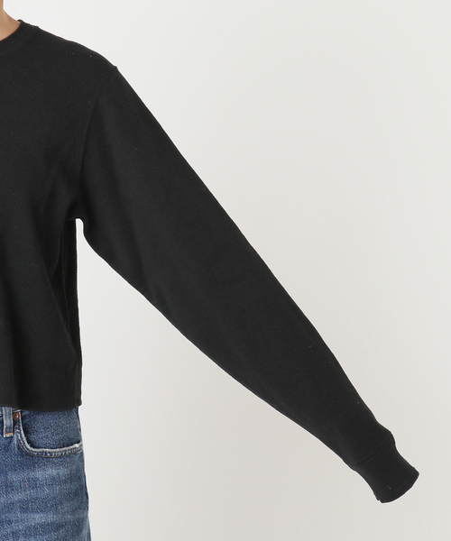 journal standard L'essage(ジャーナルスタンダードレサージュ)の「サーマルクルーネックロングTシャツ(Tシャツ/カットソー・レディース・ブラック/アイボリー・FREE)」の19枚目の写真