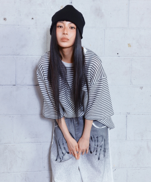 NIGHTWORKDEPT(ナイトワークデプト)の「Wave Stripe Half Knit T-shirt(Tシャツ/カットソー・レディース・その他・MEDIUM/SMALL)」の2枚目の写真