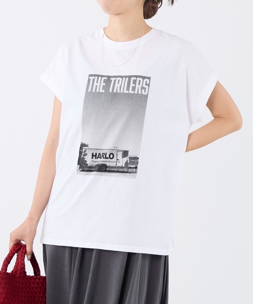 MICA&DEAL(マイカ&ディール)の「フォトプリントフレンチスリーブTシャツ(Tシャツ/カットソー・レディース・ブラウン/ホワイト・FREE)」の1枚目の写真