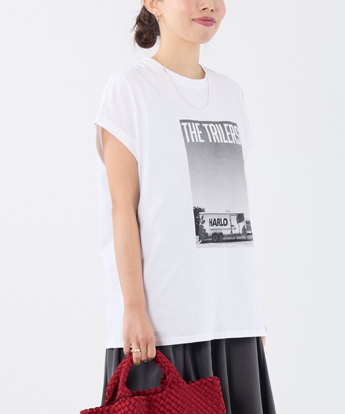 MICA&DEAL(マイカ&ディール)の「フォトプリントフレンチスリーブTシャツ(Tシャツ/カットソー・レディース・ブラウン/ホワイト・FREE)」の18枚目の写真