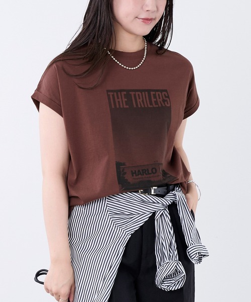 MICA&DEAL(マイカ&ディール)の「フォトプリントフレンチスリーブTシャツ(Tシャツ/カットソー・レディース・ブラウン/ホワイト・FREE)」の3枚目の写真