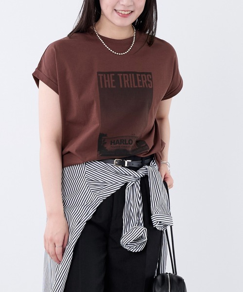MICA&DEAL(マイカ&ディール)の「フォトプリントフレンチスリーブTシャツ(Tシャツ/カットソー・レディース・ブラウン/ホワイト・FREE)」の4枚目の写真