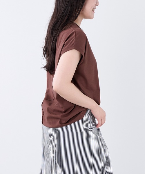 MICA&DEAL(マイカ&ディール)の「フォトプリントフレンチスリーブTシャツ(Tシャツ/カットソー・レディース・ブラウン/ホワイト・FREE)」の5枚目の写真