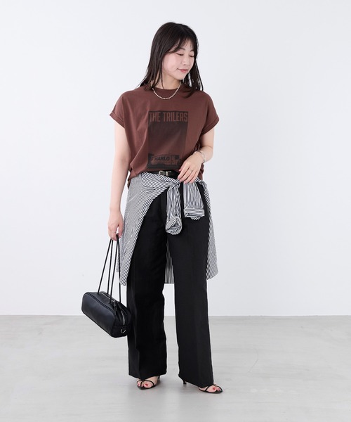 MICA&DEAL(マイカ&ディール)の「フォトプリントフレンチスリーブTシャツ(Tシャツ/カットソー・レディース・ブラウン/ホワイト・FREE)」の7枚目の写真