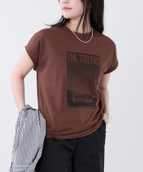 MICA&DEAL(マイカ&ディール)の「フォトプリントフレンチスリーブTシャツ(Tシャツ/カットソー・レディース・ブラウン/ホワイト・FREE)」の11枚目の写真