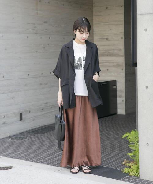 ITEMS URBANRESEARCH(アイテムズ アーバンリサーチ)の「ストレッチサテンスカート(スカート・レディース・ブラック/ホワイト・FREE)」の10枚目の写真