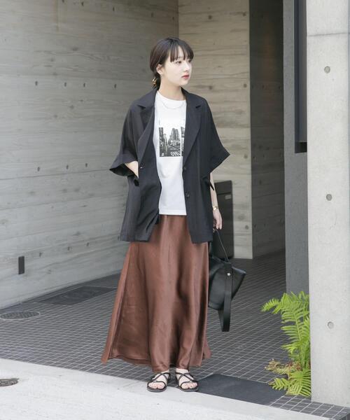 ITEMS URBANRESEARCH(アイテムズ アーバンリサーチ)の「ストレッチサテンスカート(スカート・レディース・ブラック/ホワイト・FREE)」の11枚目の写真
