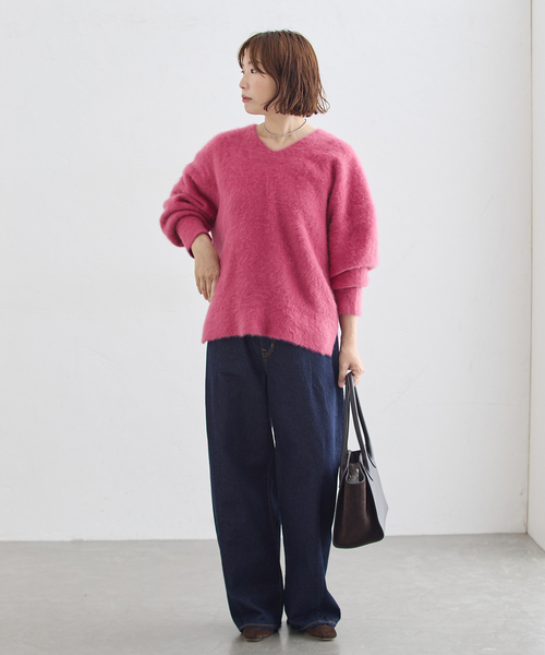 journal standard L'essage(ジャーナルスタンダードレサージュ)の「《一部WEB限定カラー/追加》FOX CASHMERE Vネックプルオーバー(ニット/セーター・レディース・レッド/ベージュ/オリーブ/ネイビー/ピンク系その他・FREE)」の10枚目の写真