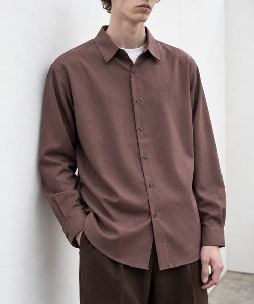 LIGNEL(リグネル)の「【LIGNEL】ハイツイストツイル リラックスフィット レギュラーカラーシャツ<イージーケア・速乾・UVカット>(シャツ/ブラウス・メンズ・ダークネイビー/オフホワイト/ブラウン/チャコールグレー・M/L)」の3枚目の写真