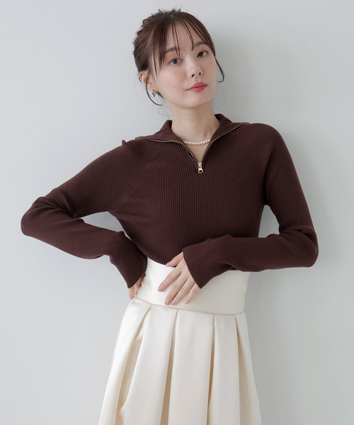 AMUU. PRECIEUSE(アムープレシューズ)の「ハイネックジップニットプルオーバー(ニット/セーター・レディース・ピンク/ブラウン/アイボリー/チャコールグレー/ボルドー・FREE)」の14枚目の写真
