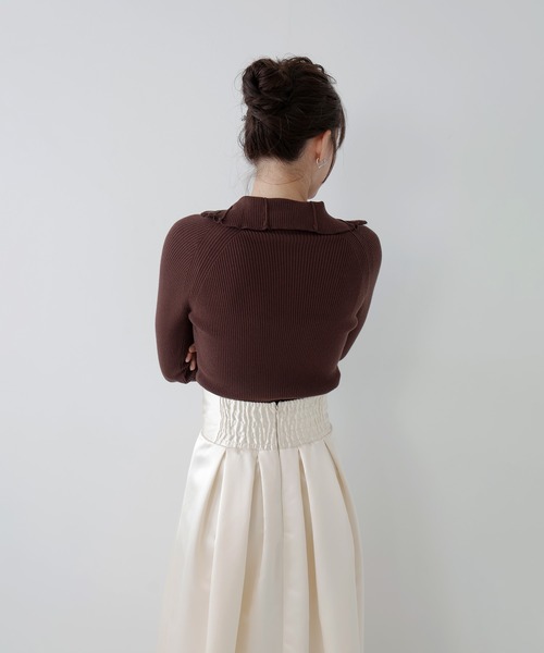 AMUU. PRECIEUSE(アムープレシューズ)の「ハイネックジップニットプルオーバー(ニット/セーター・レディース・ピンク/ブラウン/アイボリー/チャコールグレー/ボルドー・FREE)」の15枚目の写真