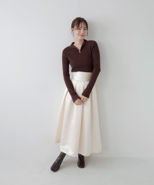 AMUU. PRECIEUSE(アムープレシューズ)の「ハイネックジップニットプルオーバー(ニット/セーター・レディース・ピンク/ブラウン/アイボリー/チャコールグレー/ボルドー・FREE)」の16枚目の写真