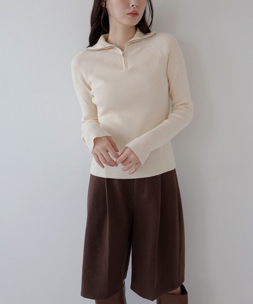 AMUU. PRECIEUSE(アムープレシューズ)の「ハイネックジップニットプルオーバー(ニット/セーター・レディース・ピンク/ブラウン/アイボリー/チャコールグレー/ボルドー・FREE)」の7枚目の写真