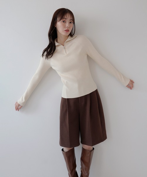 AMUU. PRECIEUSE(アムープレシューズ)の「ハイネックジップニットプルオーバー(ニット/セーター・レディース・ピンク/ブラウン/アイボリー/チャコールグレー/ボルドー・FREE)」の8枚目の写真