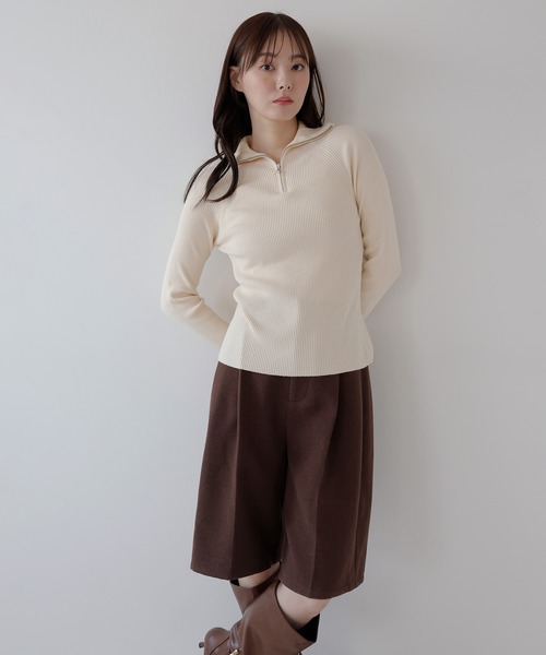 AMUU. PRECIEUSE(アムープレシューズ)の「ハイネックジップニットプルオーバー(ニット/セーター・レディース・ピンク/ブラウン/アイボリー/チャコールグレー/ボルドー・FREE)」の10枚目の写真