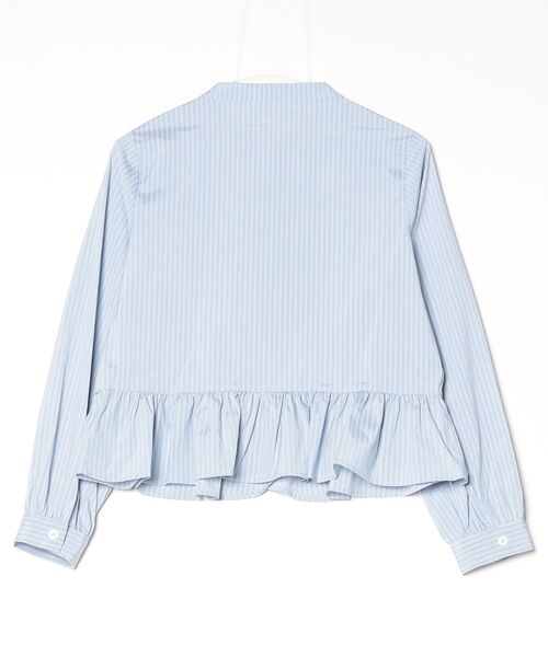 TRUDEA(トルディア)の「フリルシャツブラウス(チェック/ストライプ/無地)(シャツ/ブラウス・レディース・ブルー/サックスブルー/ブラック・MEDIUM)」の4枚目の写真