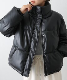 【リバイバル】ソフトレザー中綿スタンドカラーブルゾン