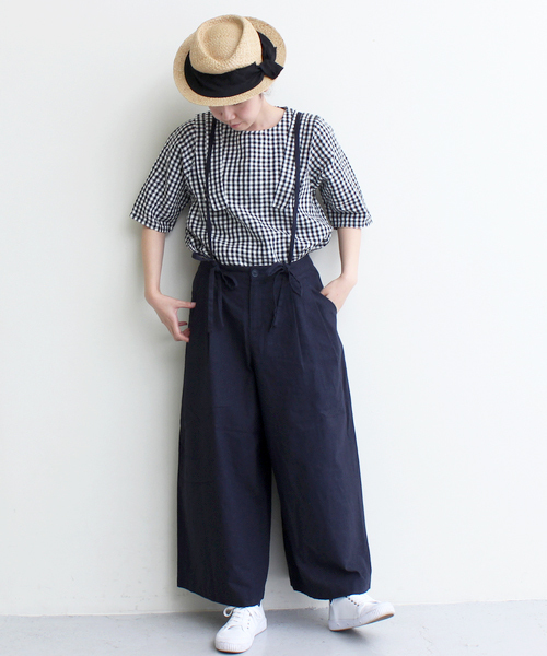 maison de plage（メゾンドプラージュ）の「MDP コットン/リネン　たっぷり吊りパンツ（その他パンツ・レディース・ベージュ/ネイビー・FREE）」の5枚目の写真