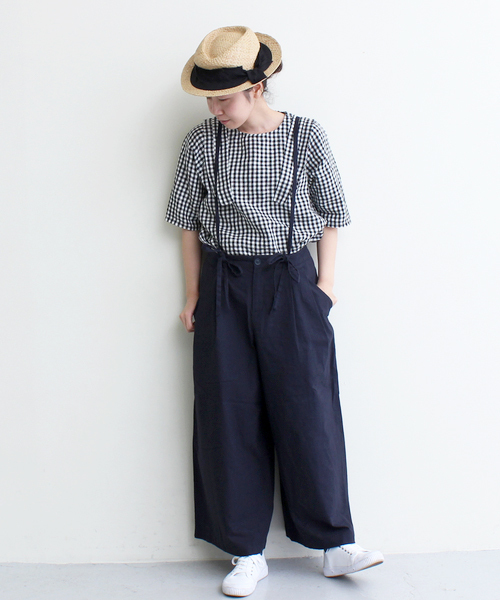 maison de plage（メゾンドプラージュ）の「MDP コットン/リネン　たっぷり吊りパンツ（その他パンツ・レディース・ベージュ/ネイビー・FREE）」の6枚目の写真