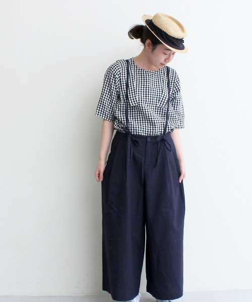 maison de plage（メゾンドプラージュ）の「MDP コットン/リネン　たっぷり吊りパンツ（その他パンツ・レディース・ベージュ/ネイビー・FREE）」の7枚目の写真