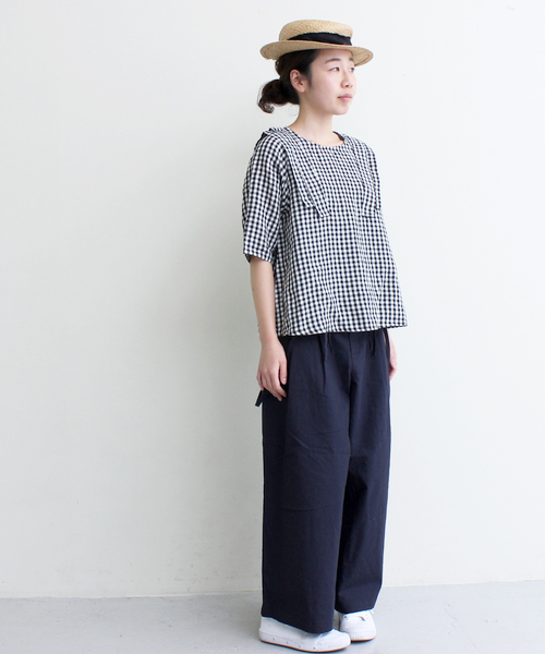 maison de plage（メゾンドプラージュ）の「MDP コットン/リネン　たっぷり吊りパンツ（その他パンツ・レディース・ベージュ/ネイビー・FREE）」の14枚目の写真