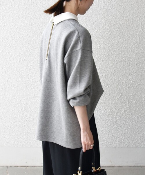 SHIPS any（シップス エニィ）の「〈洗濯機可能〉バイカラー ロング スリーブ プルオーバー（Tシャツ/カットソー・レディース・ライトグレー/ネイビー/ナチュラル・ONE SIZE）」の14枚目の写真