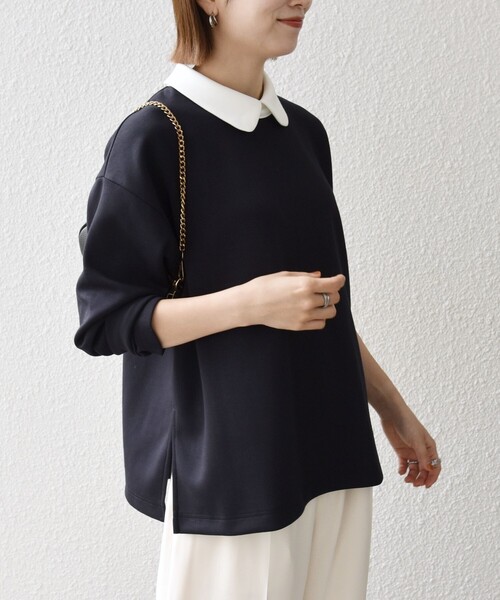 SHIPS any（シップス エニィ）の「〈洗濯機可能〉バイカラー ロング スリーブ プルオーバー（Tシャツ/カットソー・レディース・ライトグレー/ネイビー/ナチュラル・ONE SIZE）」の20枚目の写真