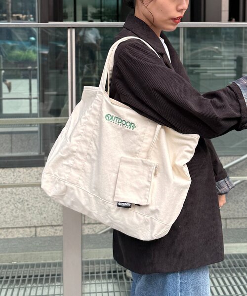 OUTDOOR PRODUCTS(アウトドアプロダクツ)の「【OUTDOOR PRODUCTS】ミニポーチ付トート(トートバッグ・メンズ・アイボリー/ネイビー/ブラウン・FREE)」の4枚目の写真