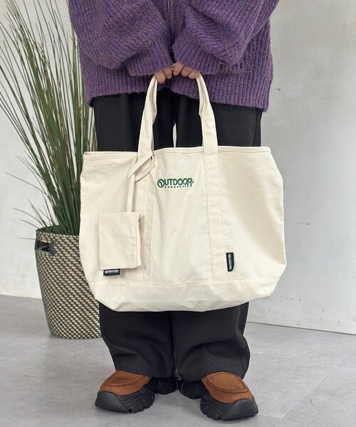 OUTDOOR PRODUCTS(アウトドアプロダクツ)の「【OUTDOOR PRODUCTS】ミニポーチ付トート(トートバッグ・メンズ・アイボリー/ネイビー/ブラウン・FREE)」の6枚目の写真