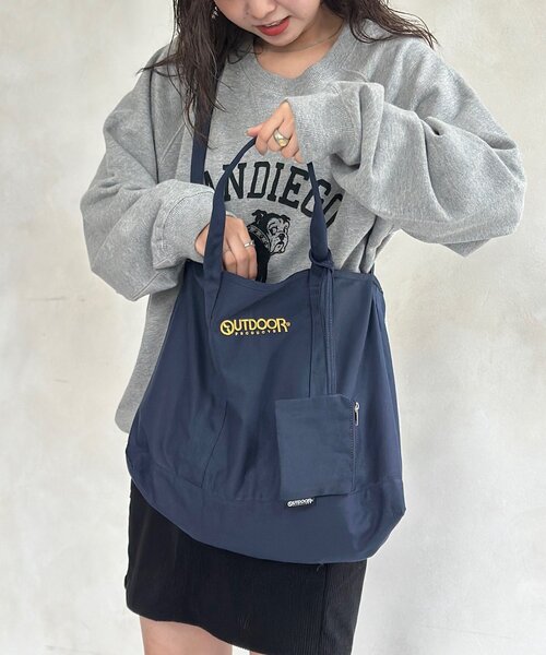 OUTDOOR PRODUCTS(アウトドアプロダクツ)の「【OUTDOOR PRODUCTS】ミニポーチ付トート(トートバッグ・メンズ・アイボリー/ネイビー/ブラウン・FREE)」の14枚目の写真