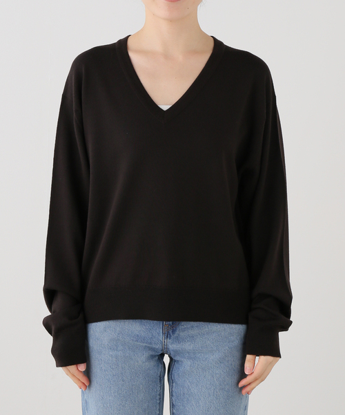 FRAMeWORK(フレームワーク)の「JOHN SMEDLEY/ジョンスメドレー ROSANNE 24G VPO(ニット/セーター・レディース・モカ/ブラウン系その他/ネイビー・FREE)」の1枚目の写真