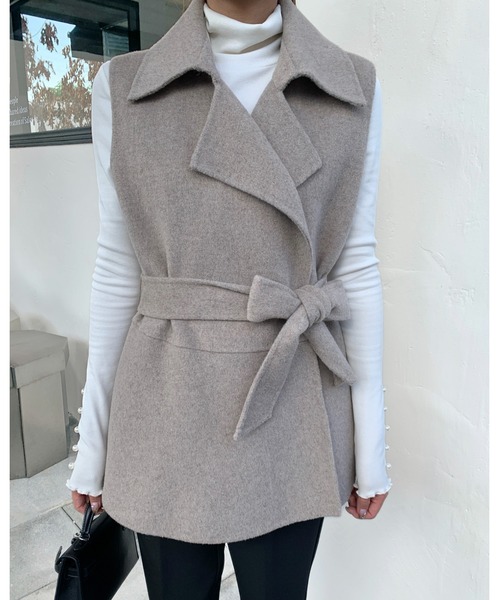 BIRTHDAY BASH（バースデイバッシュ）の「ALETTA 3WAY CAPE COAT（アレッタ3WAYケープコート）（ポンチョ・レディース・ベージュ/ブラック・FREE）」の12枚目の写真