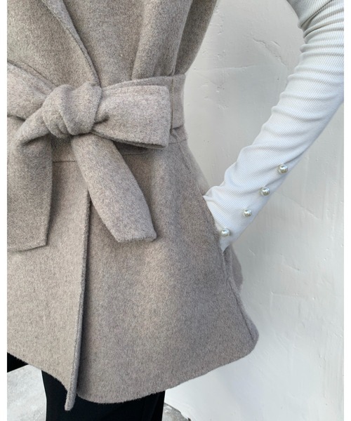 BIRTHDAY BASH（バースデイバッシュ）の「ALETTA 3WAY CAPE COAT（アレッタ3WAYケープコート）（ポンチョ・レディース・ベージュ/ブラック・FREE）」の14枚目の写真