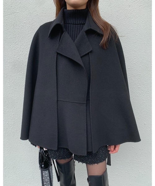 BIRTHDAY BASH（バースデイバッシュ）の「ALETTA 3WAY CAPE COAT（アレッタ3WAYケープコート）（ポンチョ・レディース・ベージュ/ブラック・FREE）」の21枚目の写真