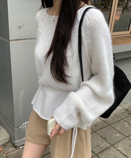 FLINEA(フリネア)の「リボンセーター(ニット/セーター・レディース・オフホワイト/ピンク・FREE)」の3枚目の写真